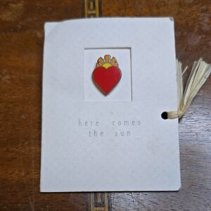 Heart Brooch with Sunburst Design "Here Comes The Sun"